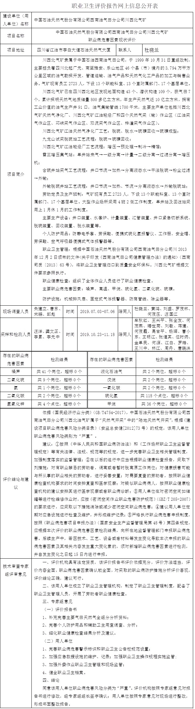 中国石油天然气股份有限公司西南油气田分公司川西北气矿职业病危害因素现状评价.jpg