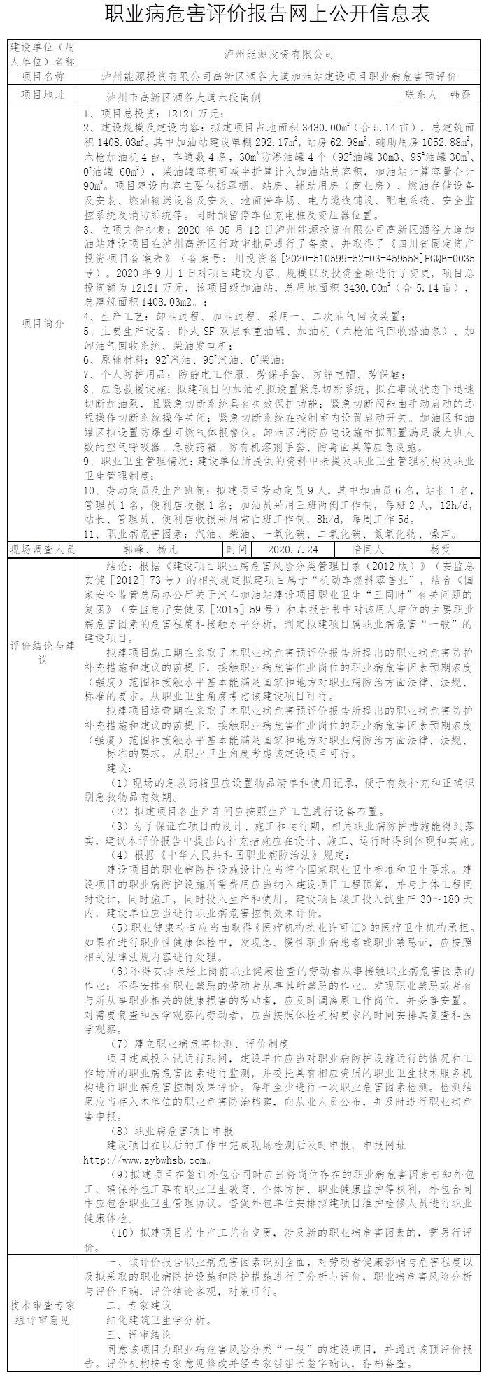 泸州能源投资有限公司高新区酒谷大道加油站建设项目职业病危害预评价.jpg