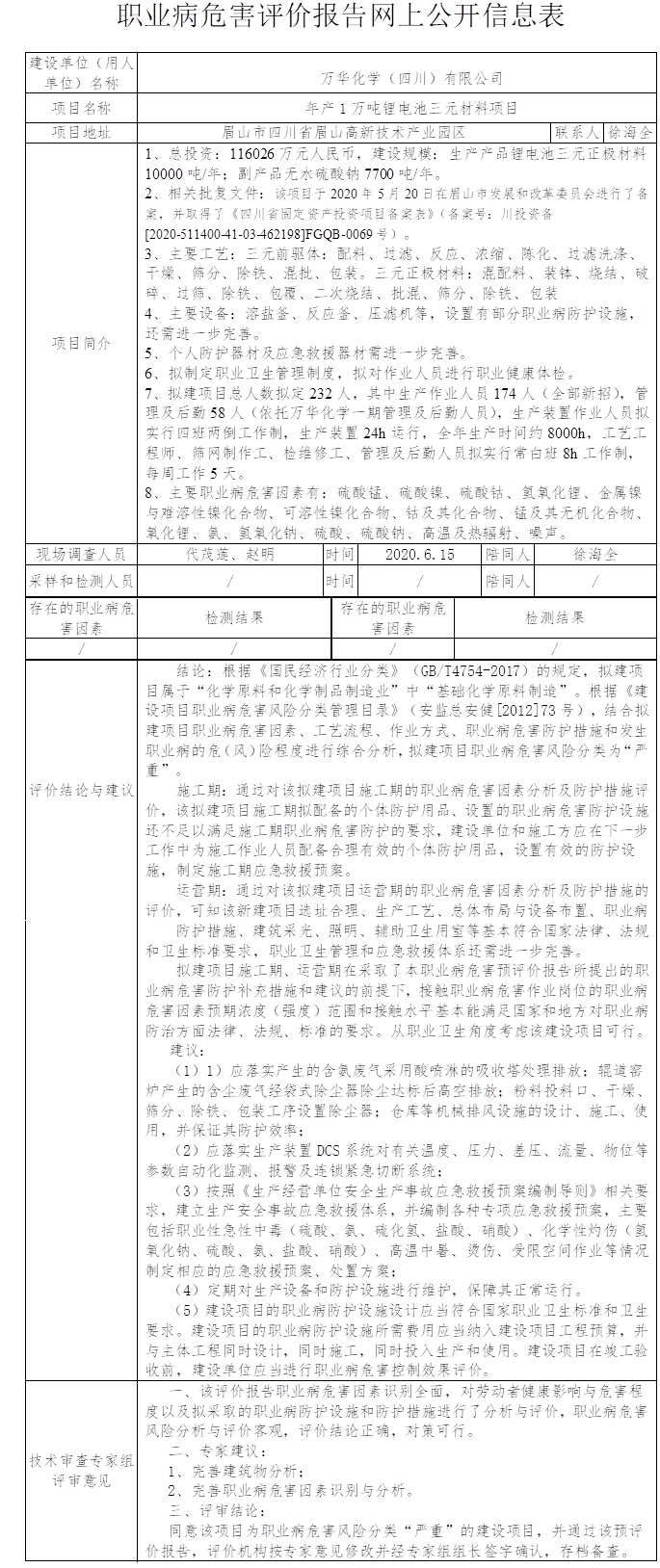 万华化学（四川）有限公司年产1万吨锂电池三元材料项目职业病危害预评价.jpg