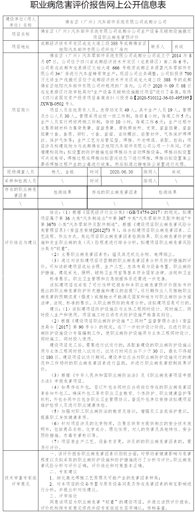 佛吉亚（广州）汽车部件系统有限公司成都分公司生产设备及辅助设施搬迁项目职业病危害预评价.jpg