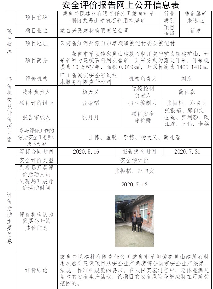 蒙自兴民建材有限责任公司蒙自市草坝镇象鼻山建筑石料用灰岩矿安全预评价.jpg