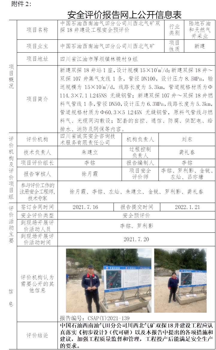 中国石油西南油气田分公司川西北气矿双探18井建设工程安全预评价.jpg