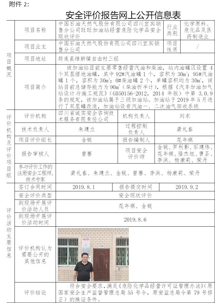 中国石油天然气股份有限公司四川宜宾销售分公司旺旺加油站经营危险化学品安全现状评价.jpg