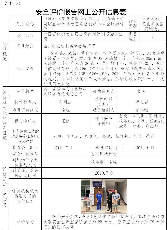 中国石化销售有限公司四川泸州石油分公司昭宜加油站经营危险化学品安全现状评价.jpg