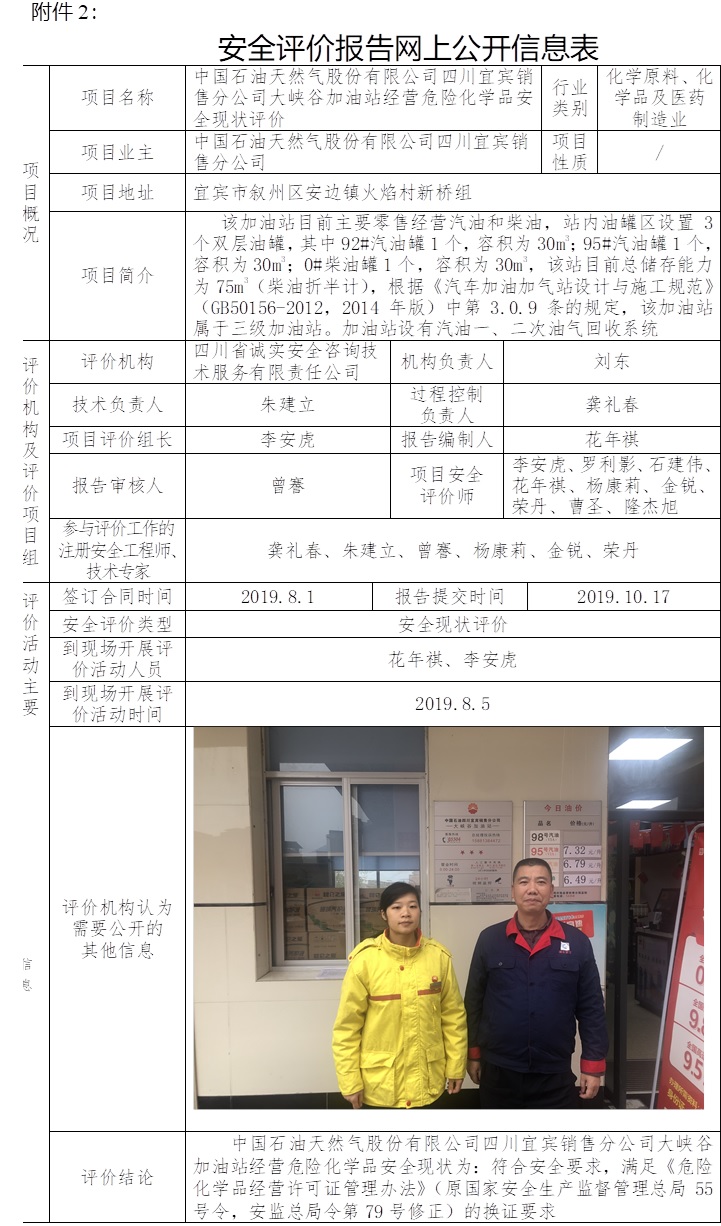 中国石油天然气股份有限公司四川宜宾销售分公司大峡谷加油站经营危险化学品安全现状评价.jpg