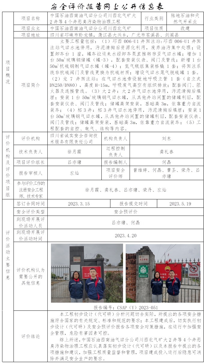 CSAP（Y）2023-051 中国石油西南油气田分公司川西北气矿大2井等4个井恶臭污染物治理工程安全预评价.jpg