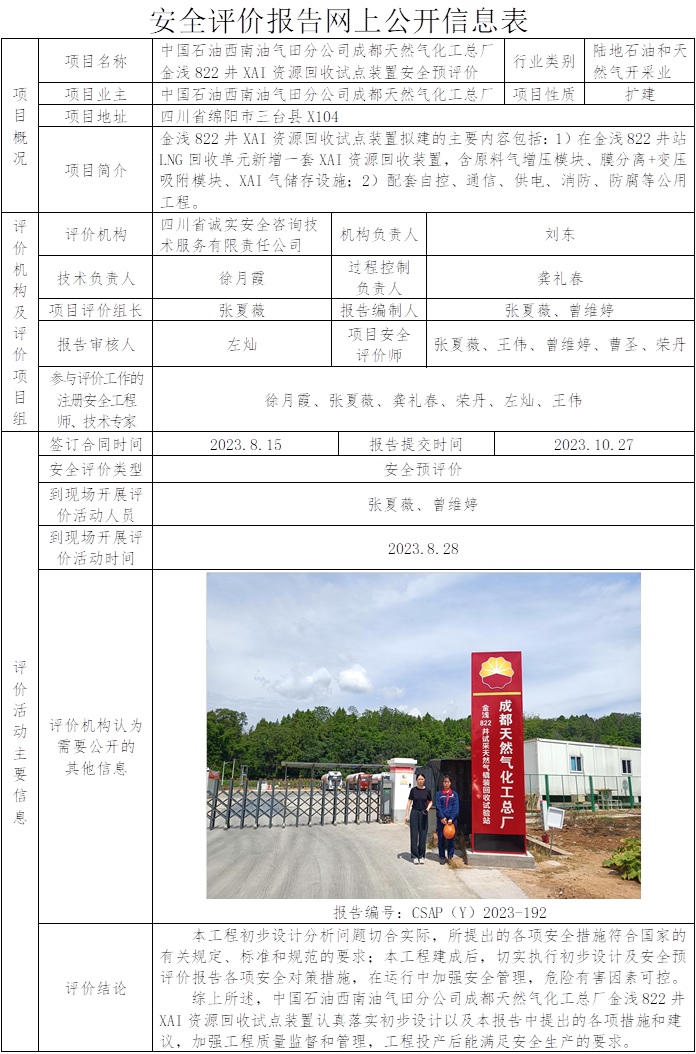 CSAP（Y）2023-192 金浅822井XAI资源回收试点装置建设项目安全预评价.jpg