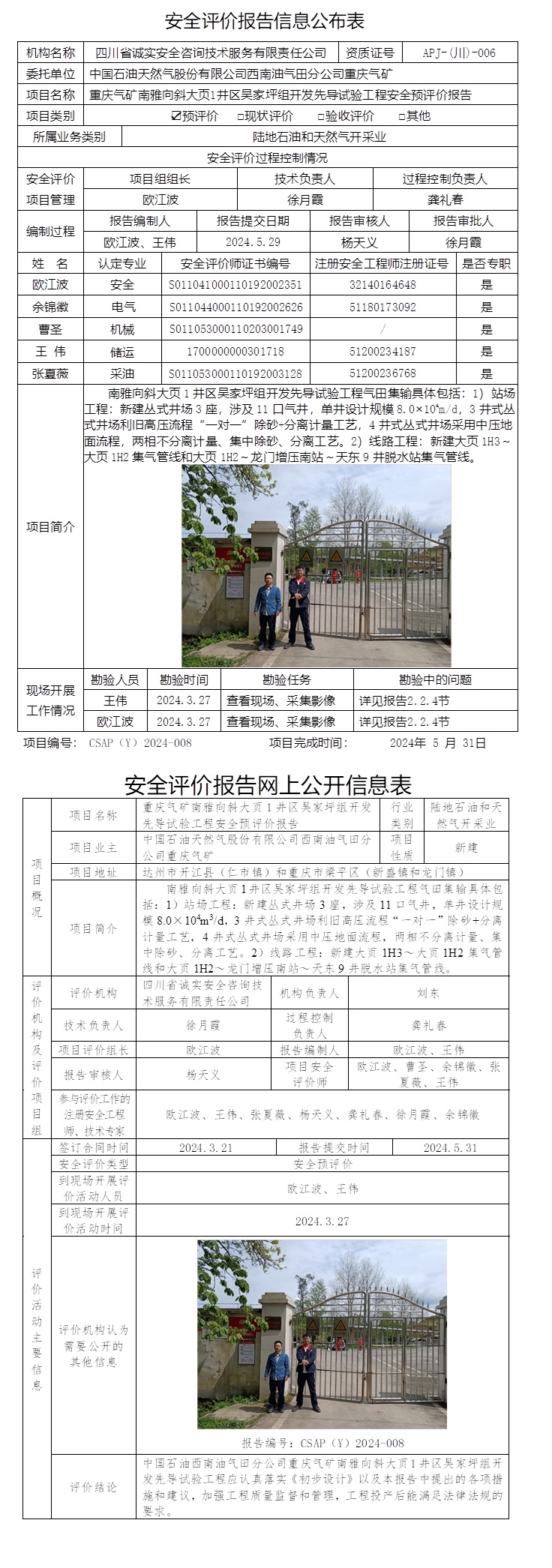 CSAP（Y）2024-008 重庆气矿南雅向斜大页1井区开发先导试验工程安全预评价.jpg