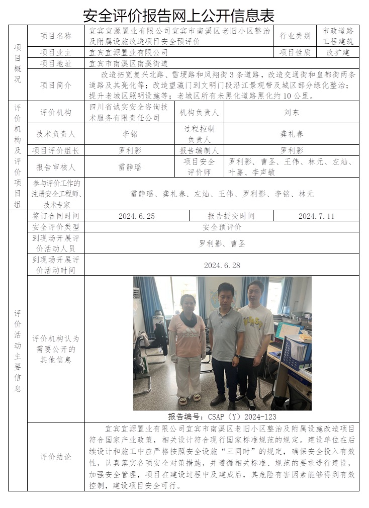 CSAP（Y）2024-123 宜宾宜源置业有限公司宜宾市南溪区老旧小区整治及附属设施改造项目安全预评价.jpg