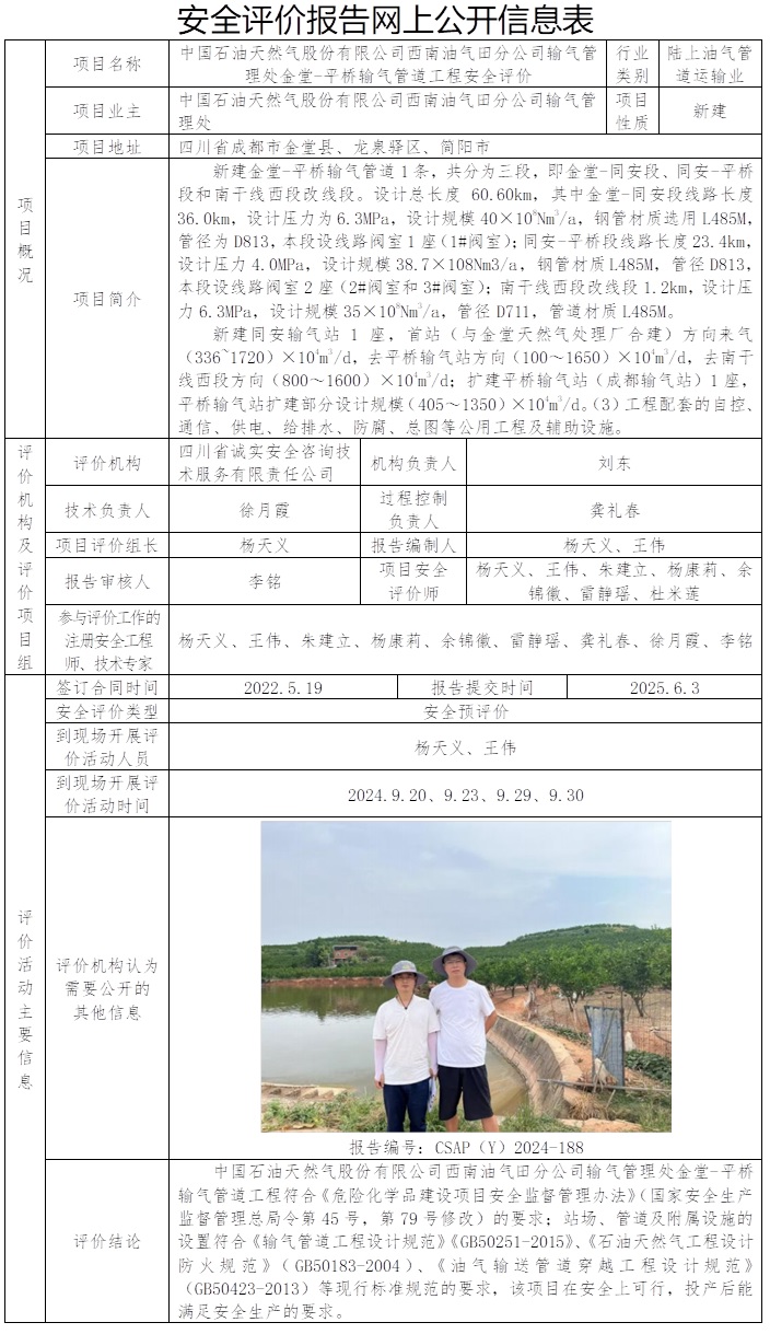 CSAP（Y）2024-188 输气管理处金堂-平桥输气管道工程安全评价报告.jpg
