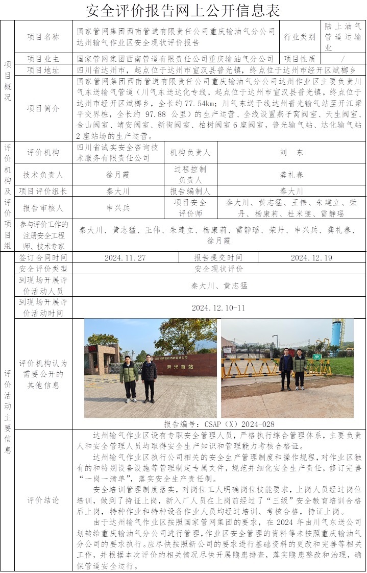 CSAP（X）2024-028  国家管网集团西南管道有限责任公司重庆输油气分公司2024年达州作业区安全现状评价.jpg
