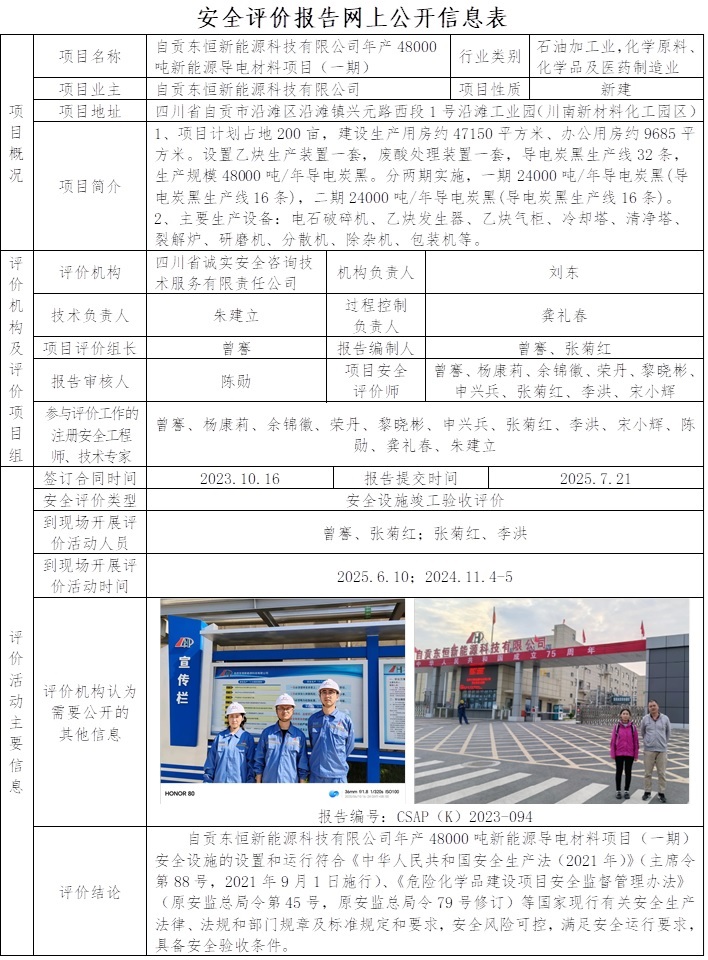 CSAP（K）2023-094自贡东恒新能源科技有限公司年产48000吨新能源导电材料项目（一期）安全设施竣工验收评价.jpg